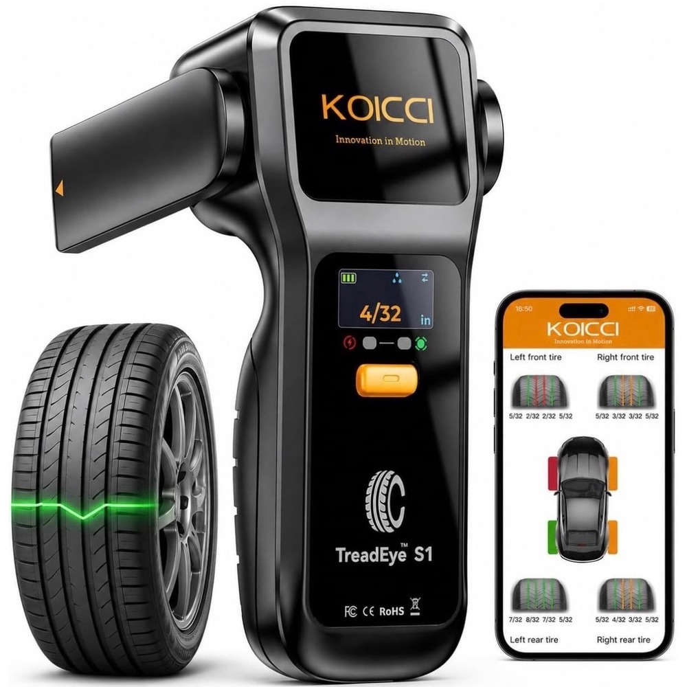 KOICCI S1 Digital Tire Tread Depth Gauge, Smart Laser Tire Tread Detector NOB